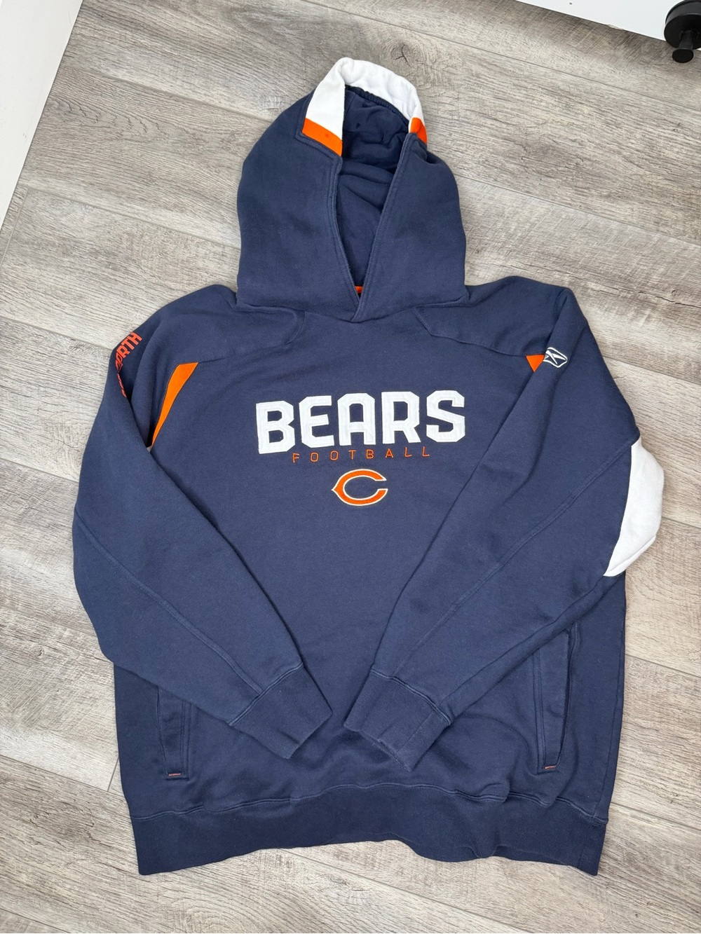 NFL Chicago Bears Navy and Orange Crewneck Hoodie - Men's